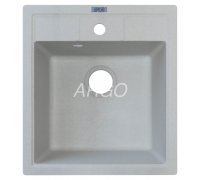 Кухонна мийка гранітна прямокутна темно-біла Argo BELLA Old-Stone 46*51*20