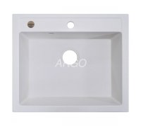 Кухонна мийка гранітна прямокутна біла Argo CUBO White 59*50*20