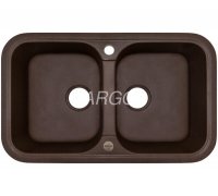 Кухонна мийка гранітна двочашова коричнева Argo GEMELLI Brown 77*47*19