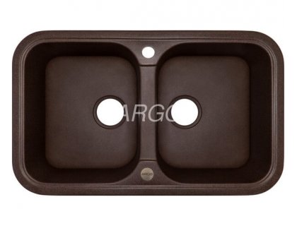 Недорого Кухонна мийка гранітна двочашова коричнева Argo GEMELLI Mokko 77*47*19
