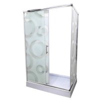 Душова кабіна з низьким кутовим піддоном Atlantis ROUND з малюнком 120x80x195