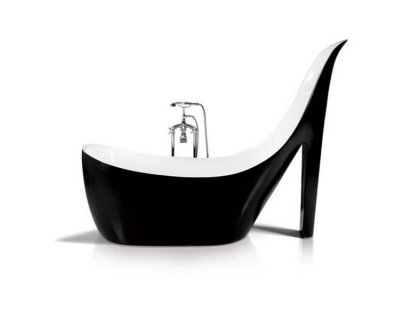 Купити не дорого Ванна окремо стояча акрилова у формі туфельки Veronis VP-100 чорна 180х80х125