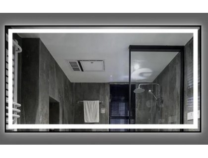 Купить Зеркало с LED подсветкой с часами и подогревом Dusel DE-M0061S1 Black 65х80см
