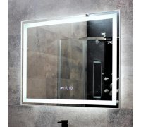 Зеркало с LED подсветкой часами и подогревом Dusel DE-M0061S1 Silver 70х90см