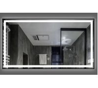 Зеркало с LED подсветкой подсветкой часами и подогревом Dusel DE-M0061S1 Black 75х120см