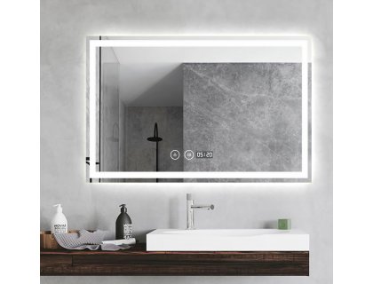 Купить Зеркало с LED подсветкой подогревом и часами Dusel DE-M1091 75x100см