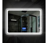 Зеркало с LED подсветкой с лед подсветкой Dusel DE-M3051 с линзой сенсорным включением подогревом и часами 75x100см