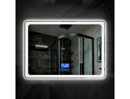 Купить Зеркало с LED подсветкой с лед подсветкой Dusel DE-M3051 с линзой сенсорным включением подогревом и часами 75x100см