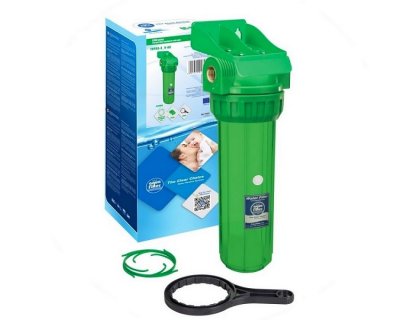 Корпус натрубного антибактериального фильтра 10" Aquafilter FHPR12-3S-AB с латунной резьбой G1/2" с кронштейном и ключом в комплекте