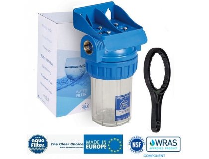 Корпус магистрального фильтра для воды 5" Aquafilter FHPR5-1 с латунной резьбой G1'' с кронштейном и ключом в комплекте