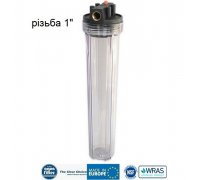 Корпус фільтра прозорий з клапаном Aquafilter FHPRCL1-L типу Slim 20 підключення 1"