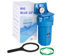 Корпус магістрального фільтра Aquafilter FH10B1-В-WB тип Big Blue 10" латунна різьба G1" з манометром клапаном кронштейном та ключем