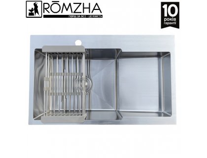 Кухонная нержавеющая мойка с 2 неразделёнными чашами толщиной 1,2мм ROMZHA ARTA Metric U-730L размер 780x480х230мм