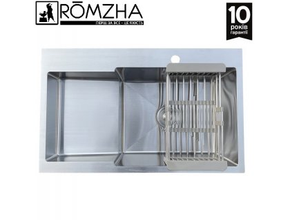 Кухонная нержавеющая мойка с 2 неразделёнными чашами толщиной 1,2мм ROMZHA ARTA Metric U-730R правая размером 780x480х230мм
