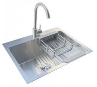 Комплект кухонна мийка ROMZHA ARTA U-550 розміром 60х45х23см + змішувач нержавіюча сталь Marian U + кошик