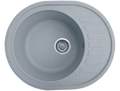 Кухонна гранітна мийка овальна одночашева з крилом GALATI Elagancia 62 Gri 802 світло сіра 62х50х21см