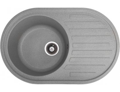 Кухонна гранітна мийка овальна одночашева з крилом GALATI Elagancia 77 Gri 802 світло сіра 77х50х21см