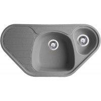 Кухонна гранітна мийка кутова півторачашова ROMZHA Elagancia 95B Gri 802 світло сіра 95х50х18см