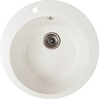 Кухонна гранітна мийка кругла ROMZHA Elagancia Biela 102 біла 50х50х21см