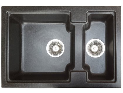 Кухонна гранітна мийка прямокутна півторачашова GALATI Patrat 62D Antracit 902 чорна 63х43х17см