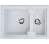 Кухонна гранітна мийка прямокутна півторачашова ROMZHA Patrat 62D Biela 102 біла 63х43х17см