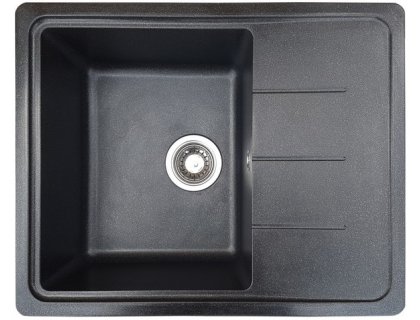 Кухонна гранітна мийка прямокутна одночашева з крилом GALATI Patrat 62 Antracit 902 чорна 62х50х21см