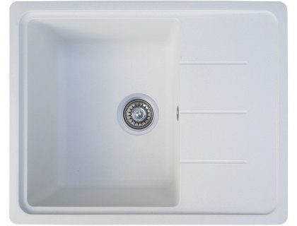 Кухонна гранітна мийка прямокутна одночашева з крилом GALATI Patrat 62 Biela 102 біла 62х50х21см