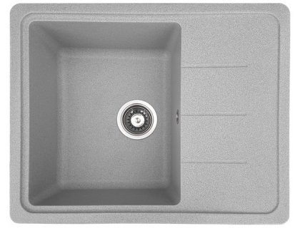 Кухонна гранітна мийка прямокутна одночашева з крилом GALATI Patrat 62 Gri 802 світло сіра 62х50х21см