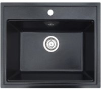 Кухонна гранітна мийка прямокутна одночашева ROMZHA Patrat Antracit 902 чорна 59х51х20см