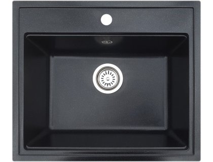 Кухонна гранітна мийка прямокутна одночашева GALATI Patrat Antracit 902 чорна 59х51х20см