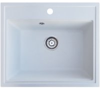 Кухонна гранітна мийка прямокутна одночашева ROMZHA Patrat Biela 102 біла 59х51х20см