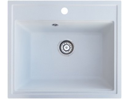 Кухонна гранітна мийка прямокутна одночашева GALATI Patrat Biela 102 біла 59х51х20см