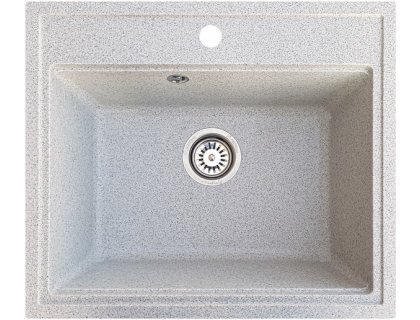 Кухонна гранітна мийка прямокутна одночашева GALATI Patrat Seda 602 сіра 59х51х20см