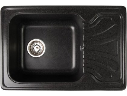 Кухонна гранітна мийка прямокутна одночашева з крилом GALATI Rasa 64 Antracit 902 чорна 64х44х20см Кухонна гранітна мийка прямокутна одночашева з крилом GALATI Rasa 64 Antracit 902 чорна 64х44х20см