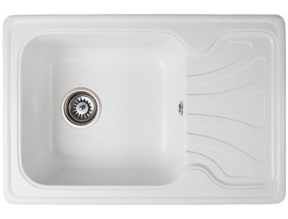 Кухонна гранітна мийка прямокутна одночашева з крилом GALATI Rasa 64 Biela 102 біла 64х44х20см