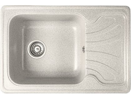 Кухонна гранітна мийка прямокутна одночашева з крилом GALATI Rasa 64 Seda 602 сіра 64х44х20см