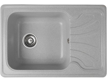 Кухонна гранітна мийка прямокутна одночашева з крилом GALATI Rasa 64 Gri 802 світло сіра 64х44х20см