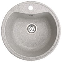 Кухонна гранітна мийка кругла ROMZHA Rasa Seda 602 сіра 50х50х20см