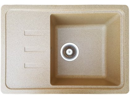 Кухонна гранітна мийка прямокутна одночашева з крилом GALATI Trei 62 Bezhvy 402 бежева 62х44х21см