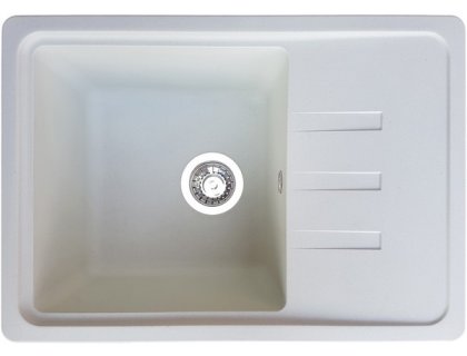 Кухонна гранітна мийка прямокутна одночашева з крилом GALATI Trei 62 Biela 102 біла 62х44х21см