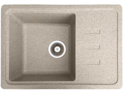 Кухонна гранітна мийка прямокутна одночашева з крилом GALATI Trei 62 Seda 602 сіра 62х44х21см