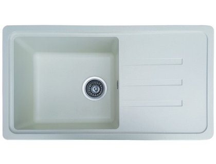 Кухонна гранітна мийка прямокутна одночашева з крилом GALATI Trei 78 Biela 102 біла 78х44х21см