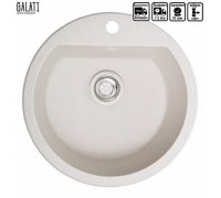 Кухонна гранітна мийка кругла ROMZHA Kolo Biela 101 біла 50х50х18см