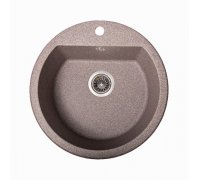 Кухонна гранітна мийка кругла ROMZHA Kolo Maro 801 коричнева 50х50х18см