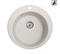 Кухонна гранітна мийка кругла ROMZHA Eva Biela 101 біла 48х48х18см