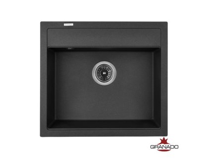 Недорого Кухонна гранітна прямокутна мийка Granado LERIDA чорна 560*510*200мм