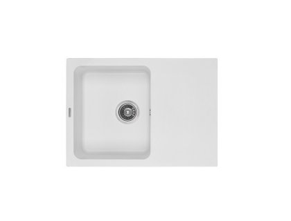 Недорого Кухонна гранітна прямокутна з крилом мийка Granado VALENCIA white біла 775*430*190мм