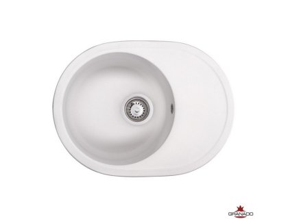 Недорого Кухонна гранітна овальна з крилом мийка Granado SEVILLA white біла 623*465*200мм