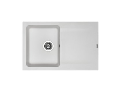 Недорого Кухонна гранітна прямокутна з крилом мийка Granado VIGO white біла 775*495*195мм
