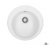 Кухонна гранітна кругла мийка Granado VITORIA біла 506*506*195мм